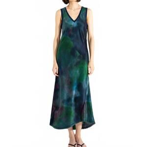 NEW GO BY GO SILK go on the bias dress in coastal lagoon